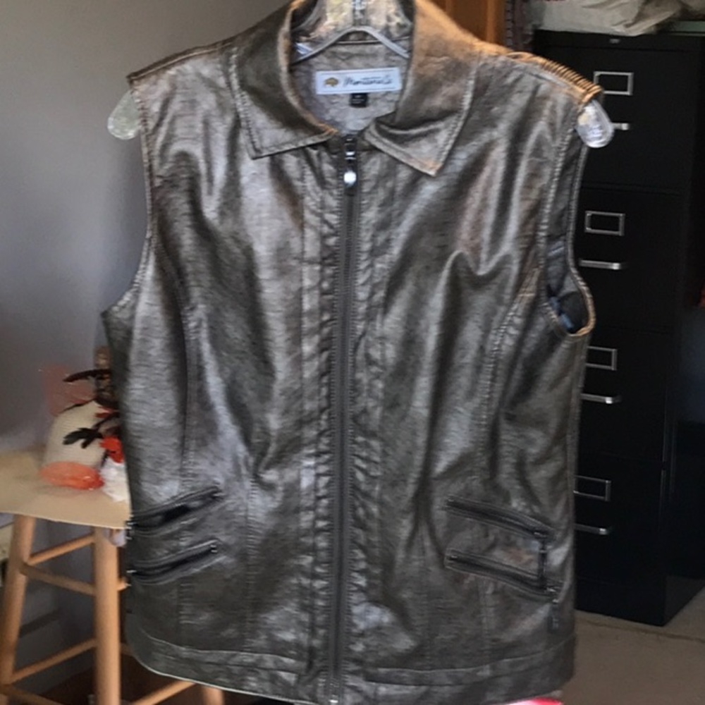 Faux leather zip vest